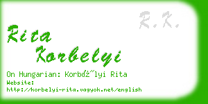 rita korbelyi business card